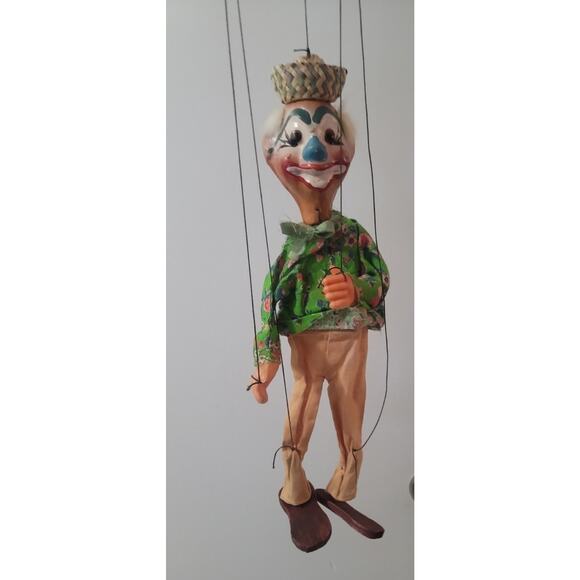 Clown Marionette Puppet Colorful Toy Handmade 16" Clown - Picture 1 of 7
